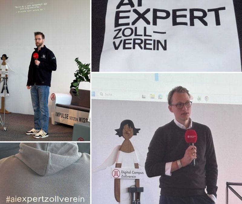 Beim Tag 2 des AI Expert Zollverein geht es in die Umsetzung: Im #Maschinenraum arbeiten die Teilnehmenden intensiv an ihren eigenen KI-Use Cases – weg von der Theorie, hin zur konkreten Anwendung.
