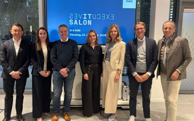 IT Executives Salon bei RWE: KI im exklusiven Austausch. Wie gelingt der erfolgreiche Einsatz von Künstlicher Intelligenz in Unternehmen? Welche Chancen eröffnen sich und welche Herausforderungen gilt es zu meistern?